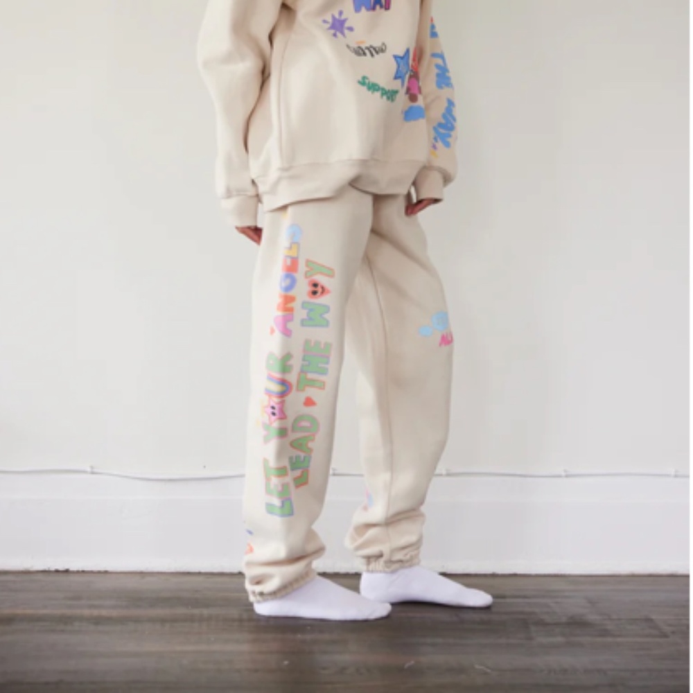 Cream Graphic Joggers